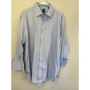 ENGLISH LAUNDRY Men's Blue Check Flip Cuff Long Sleeve X Large XL Shirt